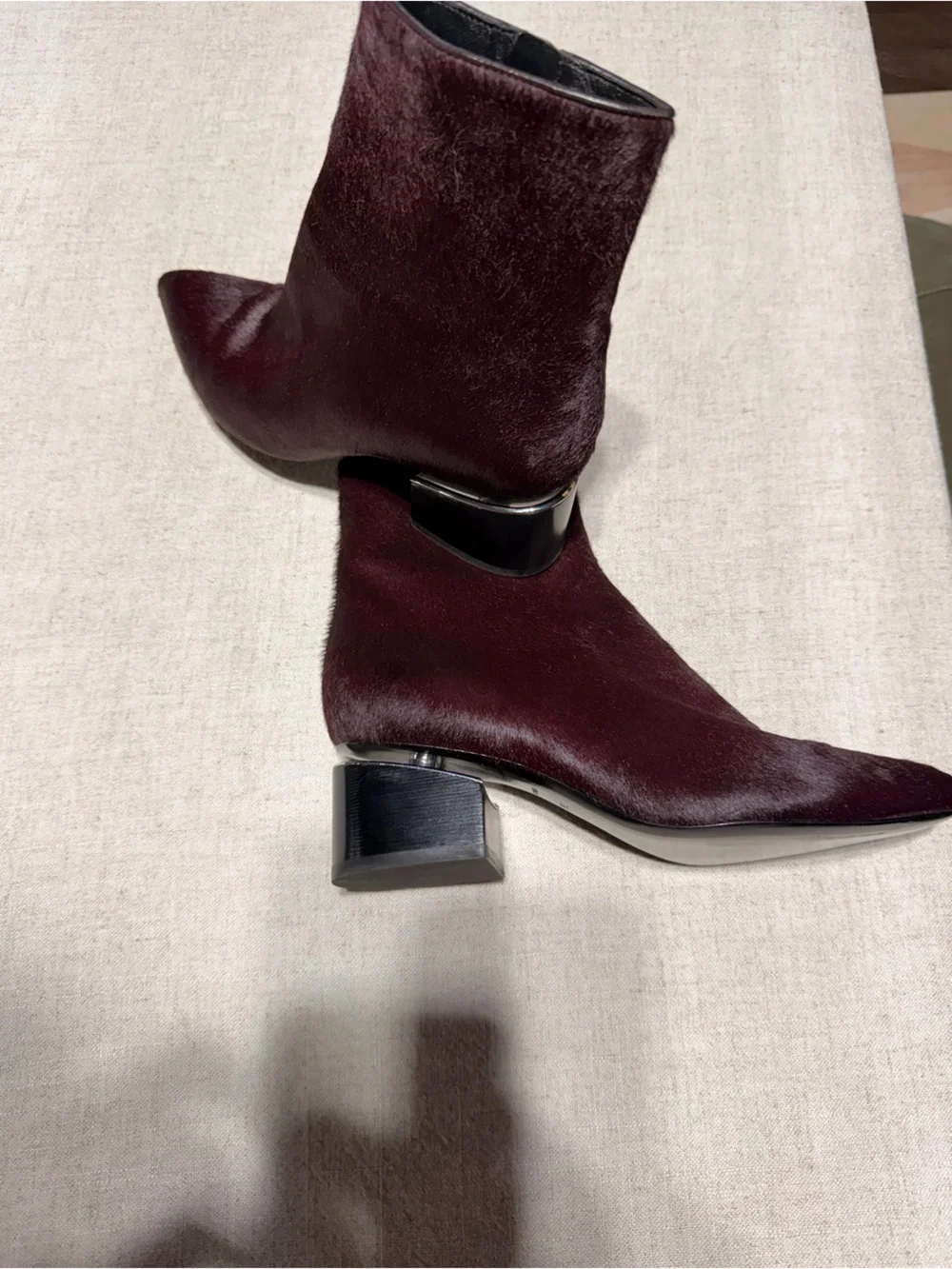 Alexander Wang Jude Burgundy Pointed Toe Ankle Boot with Block Heel New